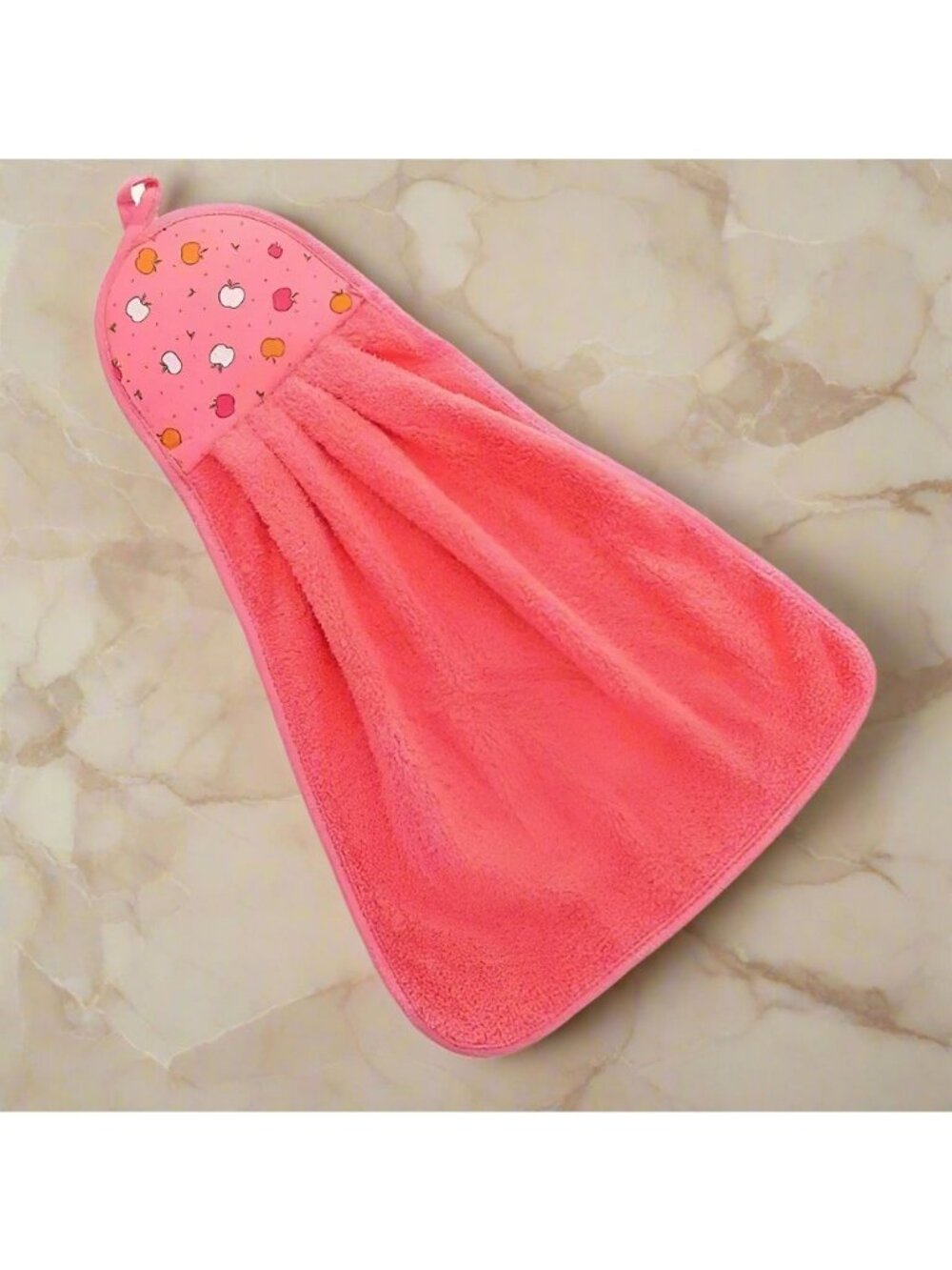 Anna Apple Decorative Fingertip Towel with Hanging Loop Coral Pink Gift Packaged
